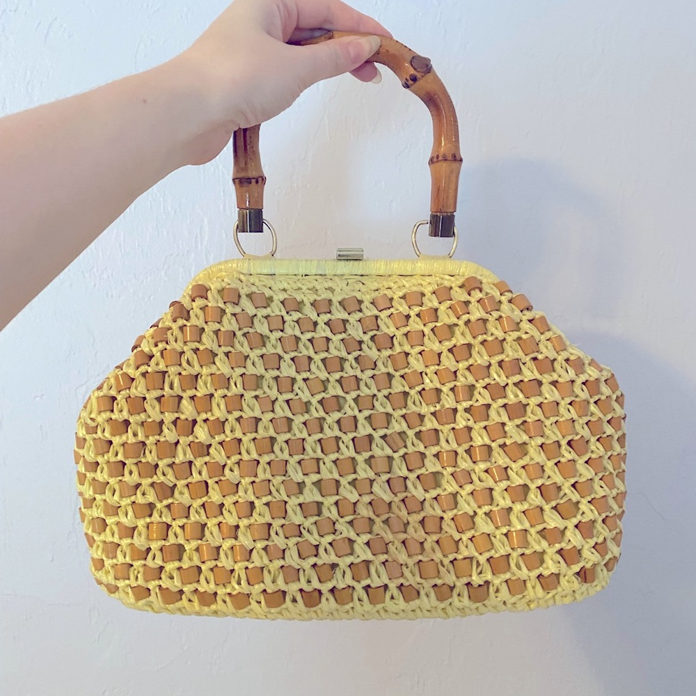 Vintage 1950s Gaymode Bamboo and Raffia Purse